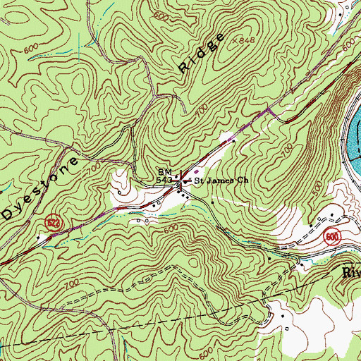 Topographic Map of Saint James Church, VA