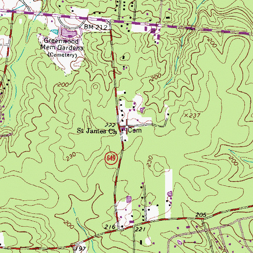 Topographic Map of Saint James Church, VA