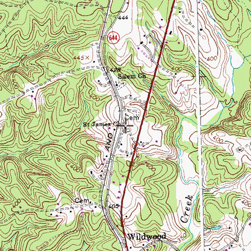 Topographic Map of Saint James Church, VA