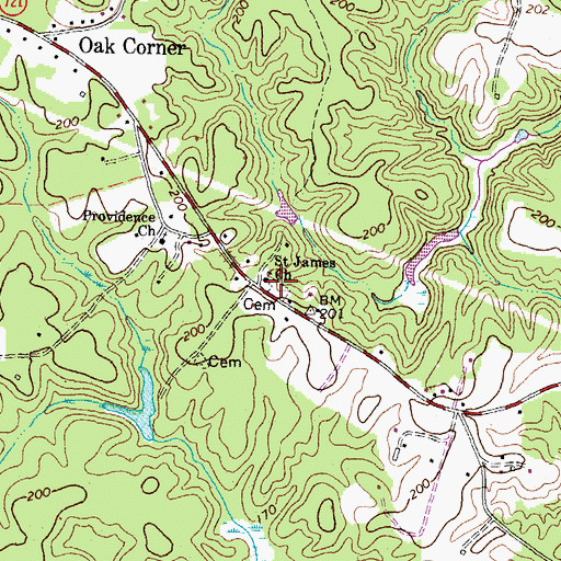 Topographic Map of Saint James Church, VA
