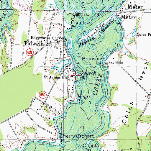 Topographic Map of Saint James Church, VA