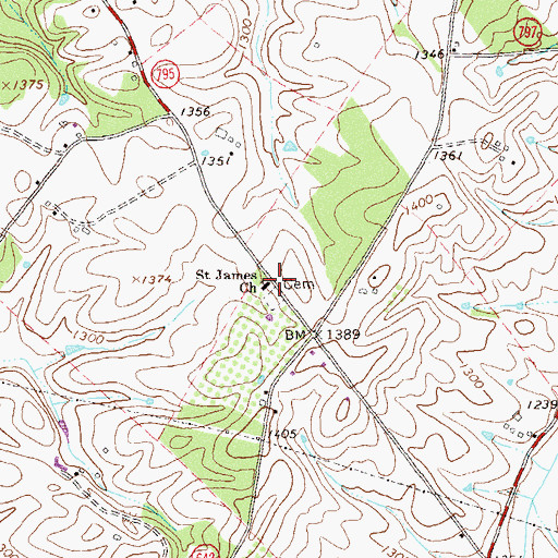 Topographic Map of Saint James Church, VA