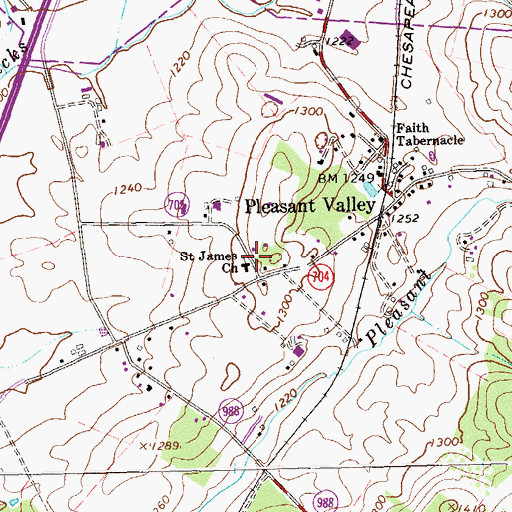 Topographic Map of Saint James Church, VA