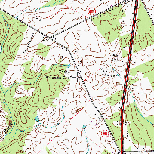 Topographic Map of Saint James Church, VA