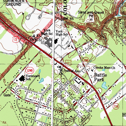 Topographic Map of Saint Joan of Arc Church, VA