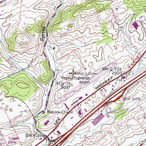 Topographic Map of Saint John Cemetery, VA