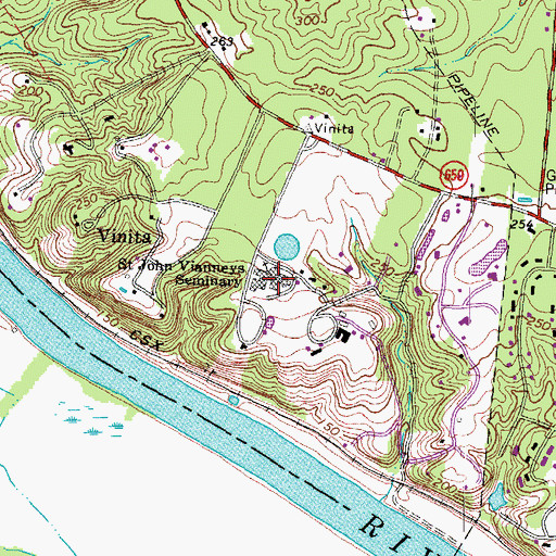 Topographic Map of Saint John Vianneys Seminary, VA