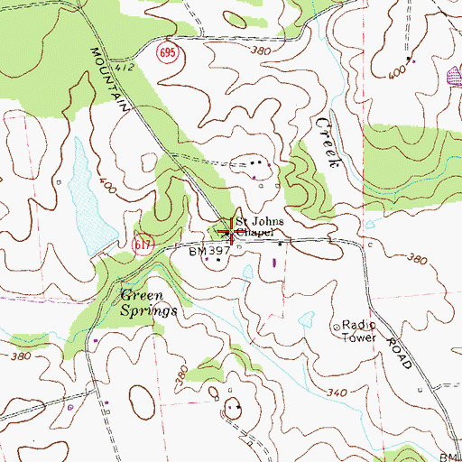 Topographic Map of Saint Johns Chapel, VA