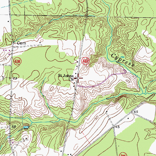 Topographic Map of Saint Johns Church, VA