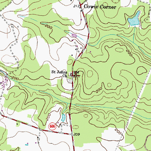 Topographic Map of Saint Johns Church, VA
