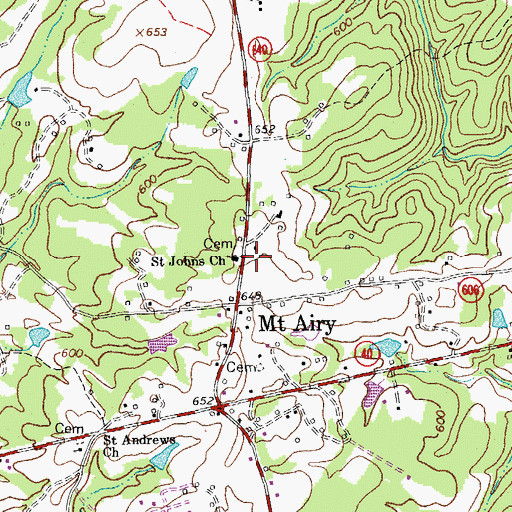 Topographic Map of Saint Johns Church, VA