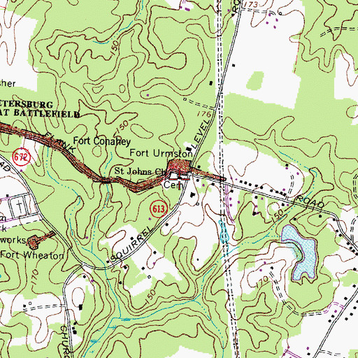 Topographic Map of Saint Johns Church, VA