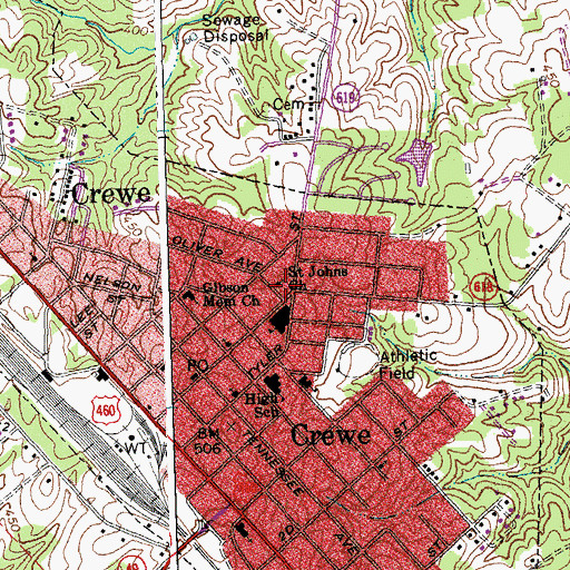 Topographic Map of Saint Johns Church, VA