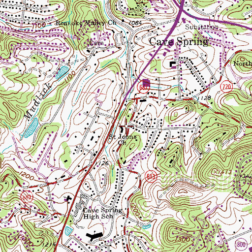 Topographic Map of Saint Johns Church, VA