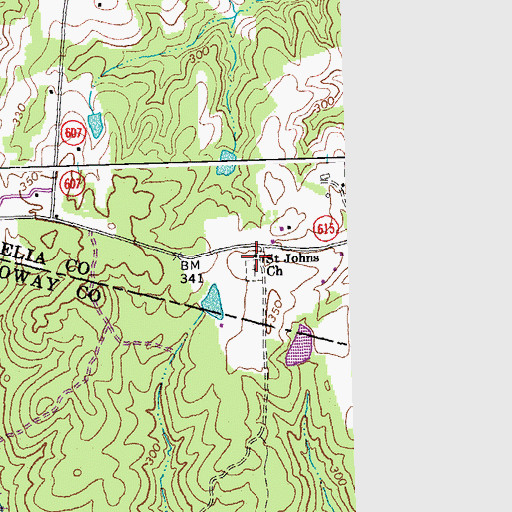 Topographic Map of Saint Johns Church, VA