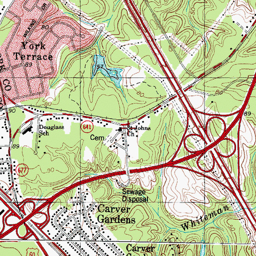 Topographic Map of Saint Johns Church, VA