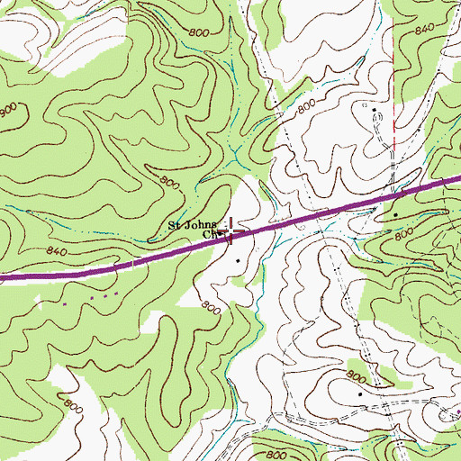 Topographic Map of Saint Johns Church, VA