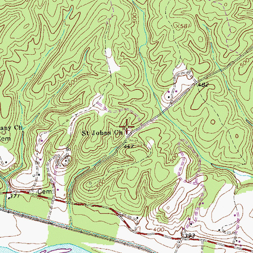 Topographic Map of Saint Johns Church, VA