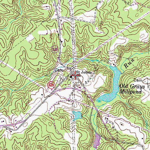 Topographic Map of Saint Johns Church, VA