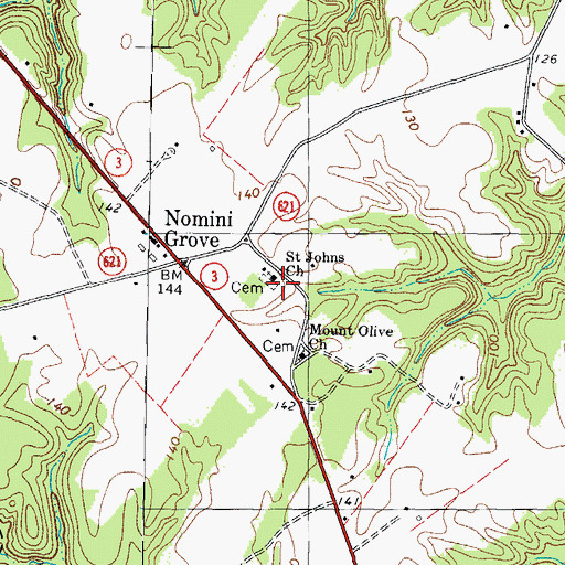 Topographic Map of Saint Johns Church, VA