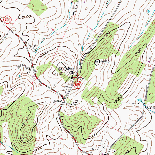 Topographic Map of Saint Johns Church, VA