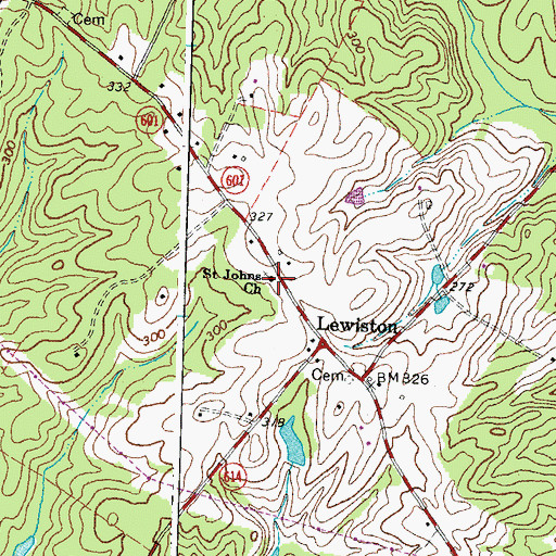 Topographic Map of Saint Johns Church, VA