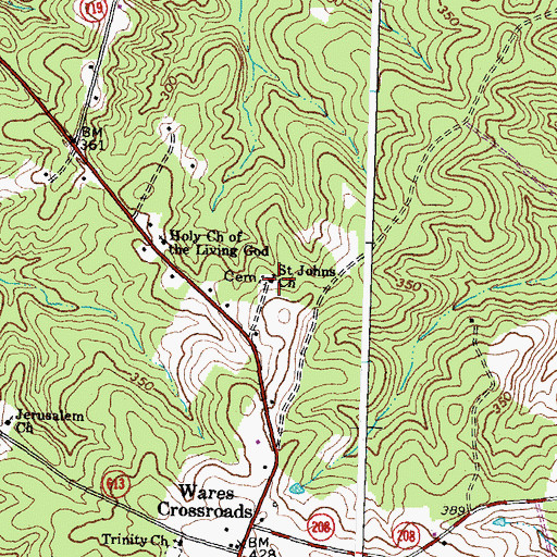 Topographic Map of Saint Johns Church, VA