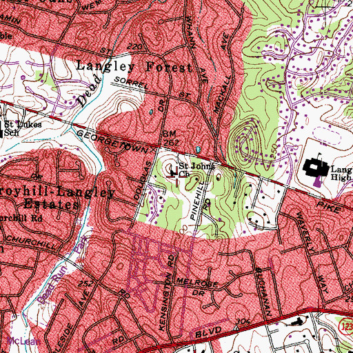 Topographic Map of Saint Johns Church, VA