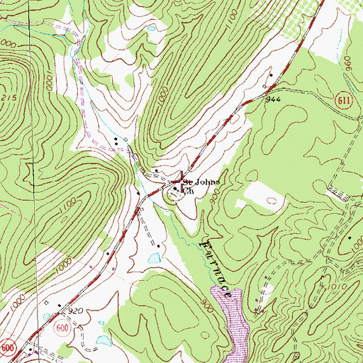 Topographic Map of Saint Johns Church, VA