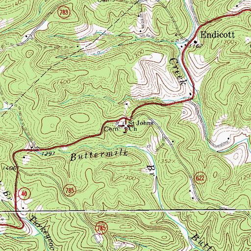 Topographic Map of Saint Johns School, VA