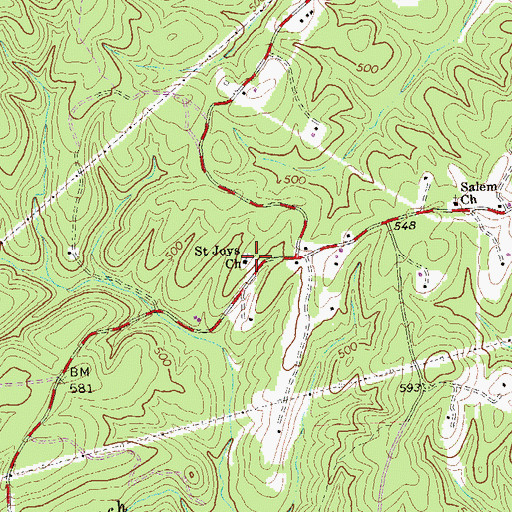 Topographic Map of Saint Joys Church, VA