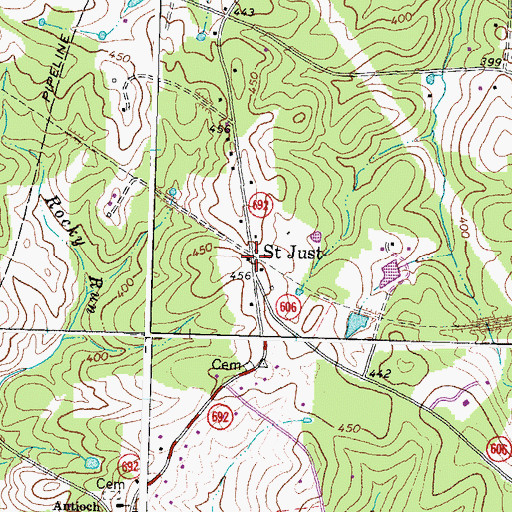 Topographic Map of Saint Just, VA