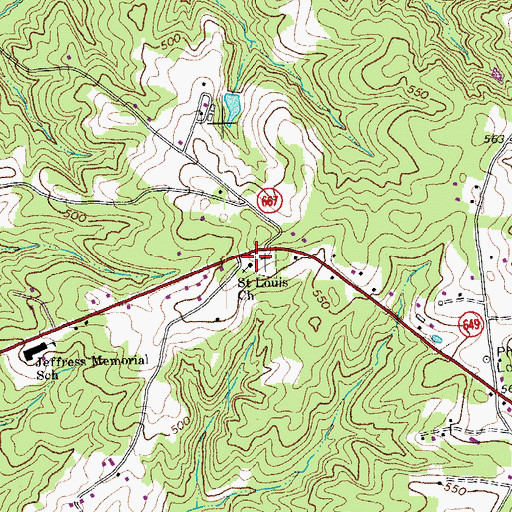 Topographic Map of Saint Louis Church, VA