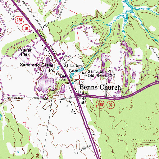 Topographic Map of Saint Lukes Cemetery, VA