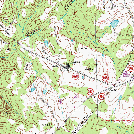 Topographic Map of Saint Lukes Church, VA