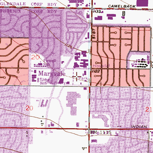 Topographic Map of Maryvale Park, AZ