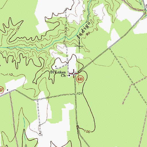 Topographic Map of Saint Lukes Church, VA