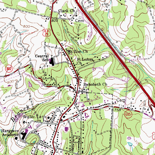 Topographic Map of Saint Lukes Church, VA