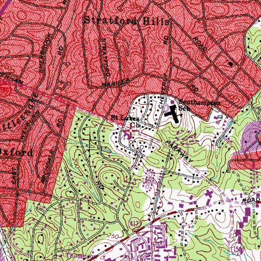 Topographic Map of Saint Lukes Church, VA