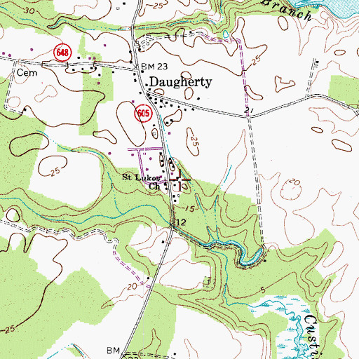 Topographic Map of Saint Lukes Church, VA