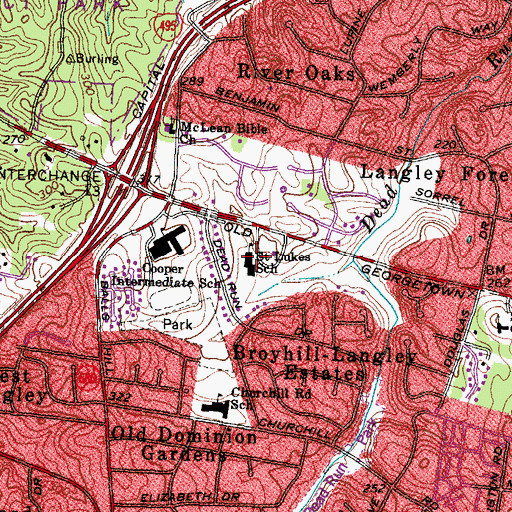 Topographic Map of Saint Luke Catholic School, VA