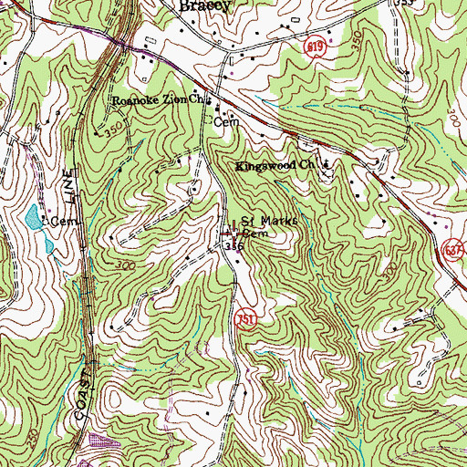 Topographic Map of Saint Marks Cemetery, VA