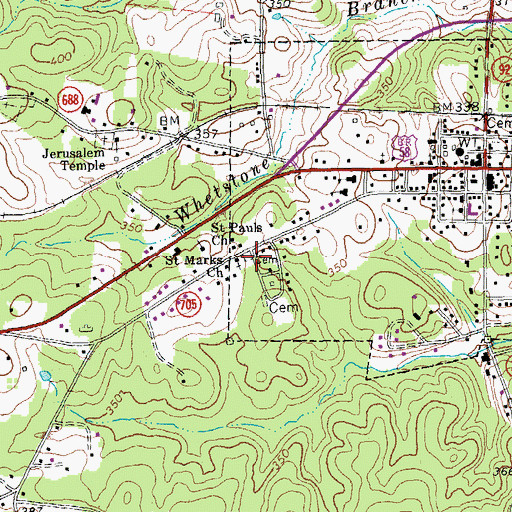 Topographic Map of Saint Marks Church, VA