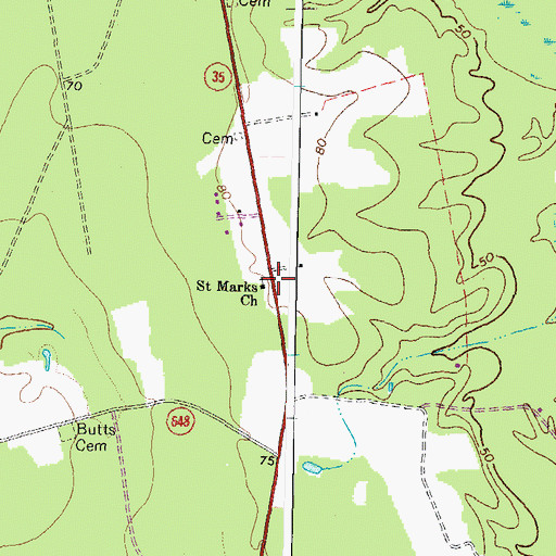 Topographic Map of Saint Marks Church, VA