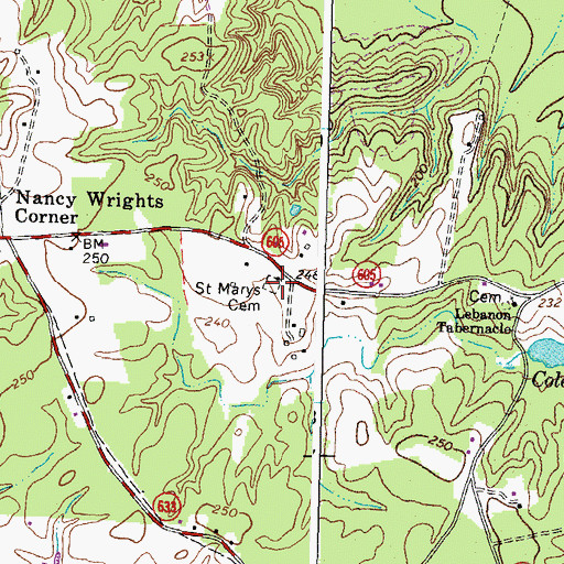 Topographic Map of Saint Marys Cemetery, VA