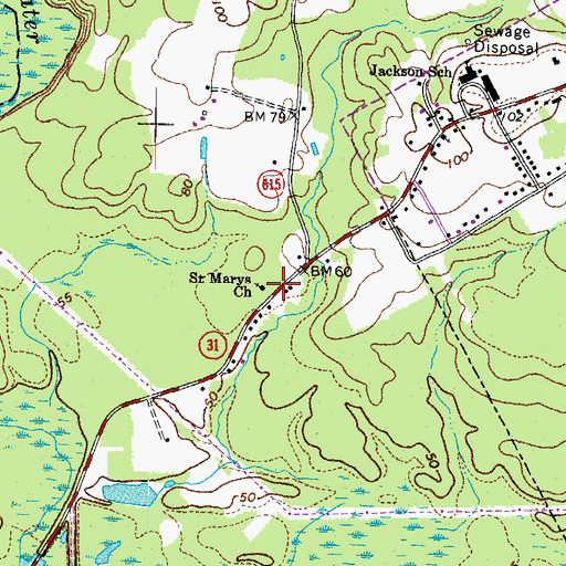 Topographic Map of Saint Marys Church, VA