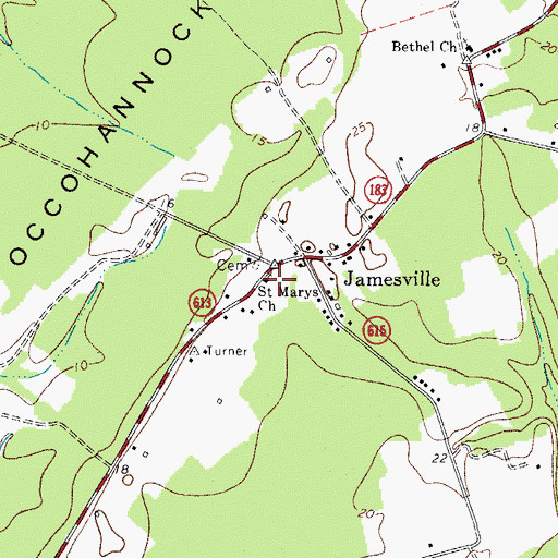 Topographic Map of Saint Marys Church, VA