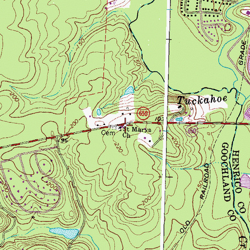 Topographic Map of Saint Marys Church, VA