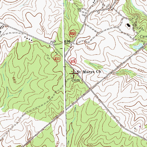 Topographic Map of Saint Marys Church, VA