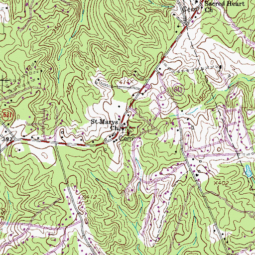 Topographic Map of Saint Marys Church, VA